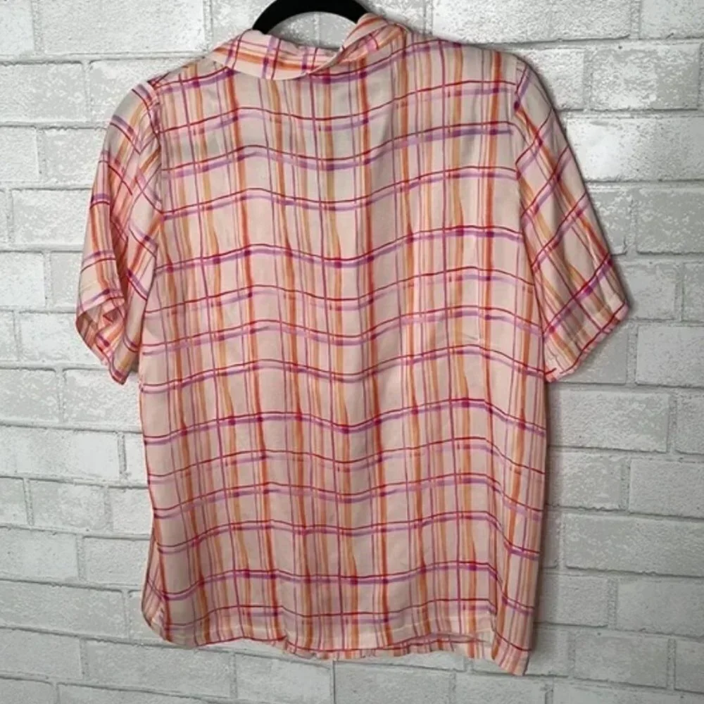 NWT FRNCH Chelly Windowpane Plaid Short Sleeve Shirt - Picture 10 of 14